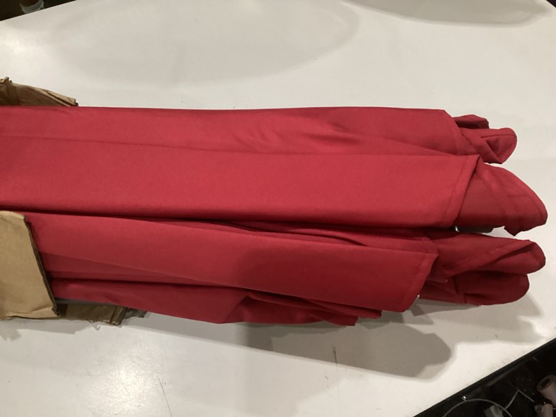 Condition photo showing Good Condition for meway 9ft patio umbrella outdoor table umbrellas with push button tilt and crank, market umbrella 8 sturdy ribs for deck, garden, pool and backyard, dark red 9 ft dark red