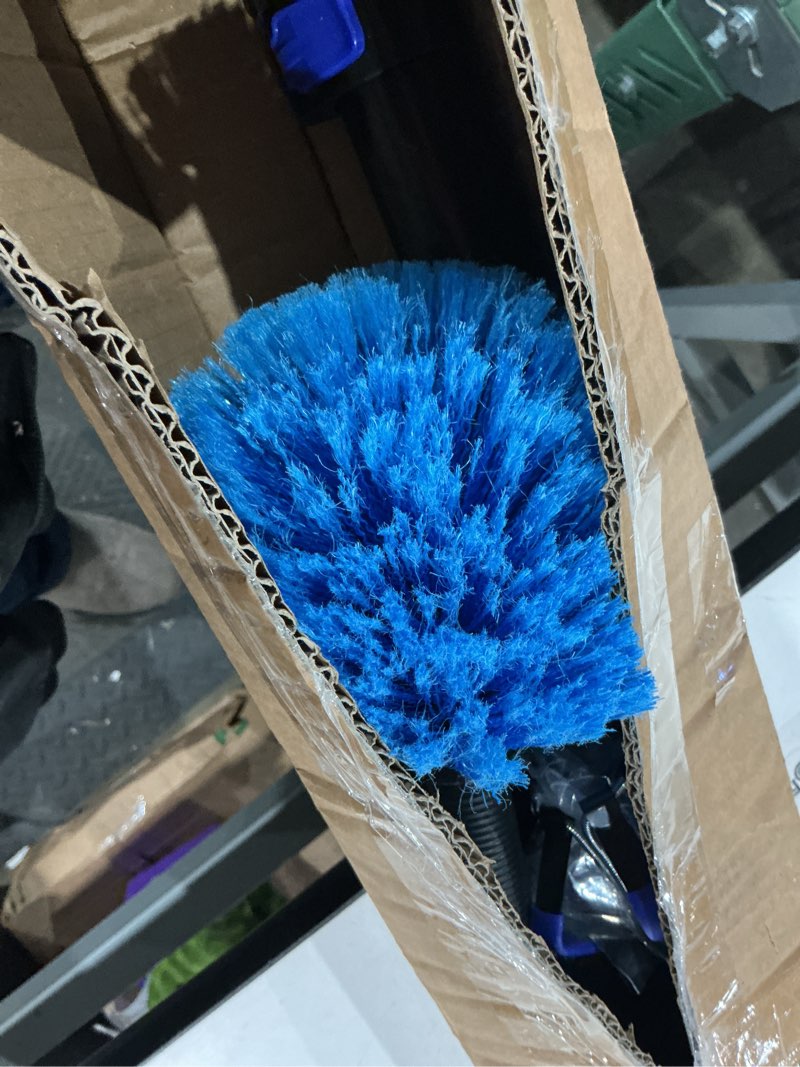 Condition photo showing As Is for 26ft light bulb changer for high ceilings with 5-20ft heavy duty extension pole,high ceiling fan duster extendable reusable cobweb,feather,window cleaning squeegee kit for home & house,interior roof blue 20 feet