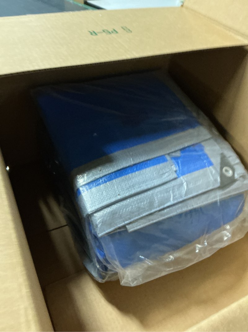 Condition photo showing New/Like New for raindeway large tarps 30x50 feet, 5.5 mil - multipurpose waterproof poly tarp cover with metal grommets and reinforced edges, silver/blue tarp silver/blue 30'×50'-finished size