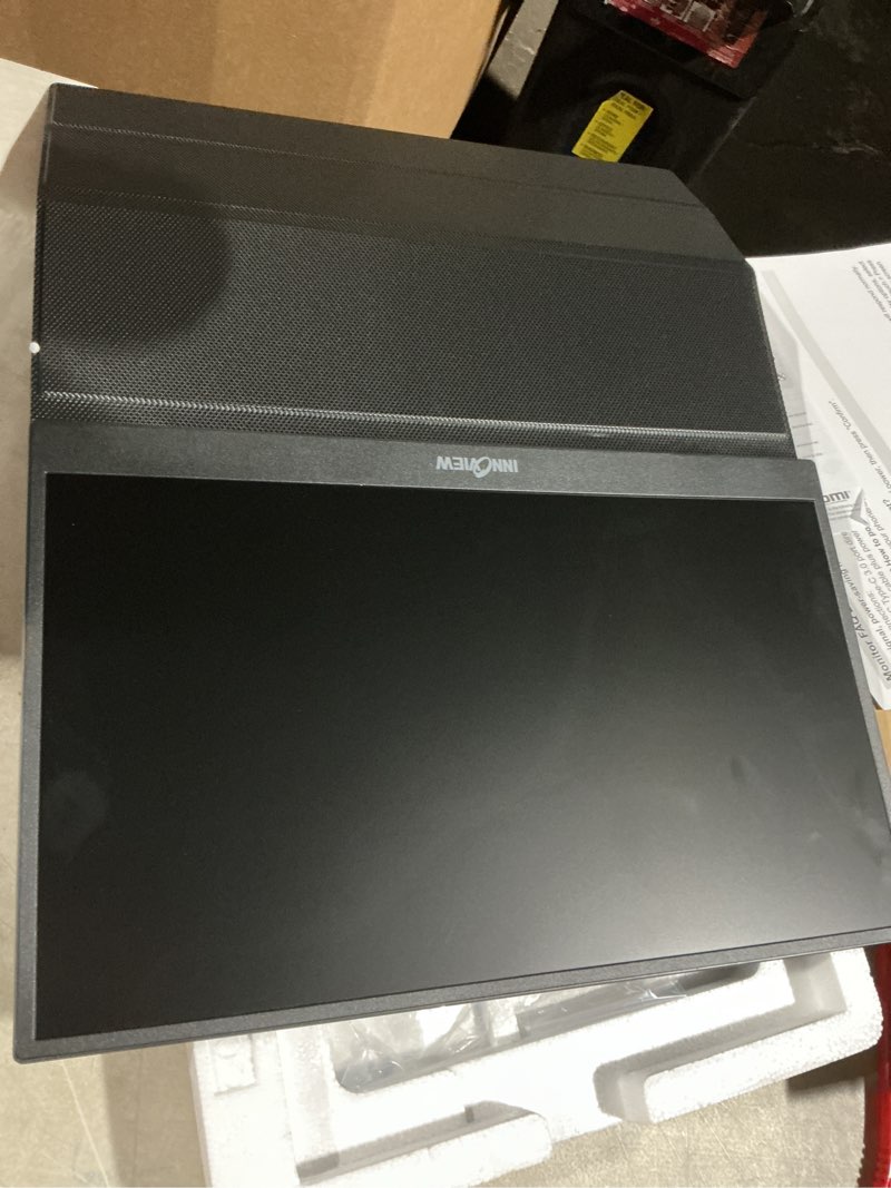 Condition photo showing As Is for innoview portable monitor, 15.6 inch fhd 1080p hdmi usb c second external monitor for laptop, desktop, macbook, phones, tablet, ps5/4, xbox, switch, built-in speaker with protective case 15.6 inches leather case