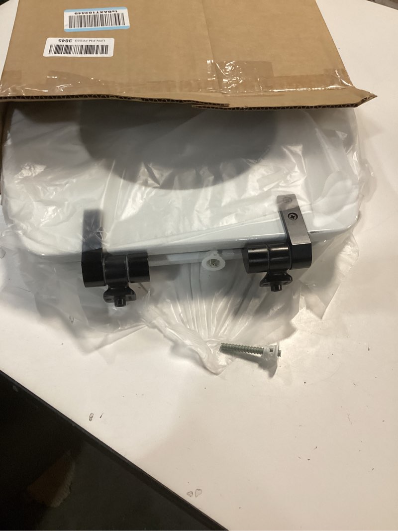 Condition photo showing As Is for Mayfair Benton? Elongated Enameled Wood Toilet Seat in White with STA-TITE? Seat Fastening System? and Whisper•Close? Matte Black Metal Hinge