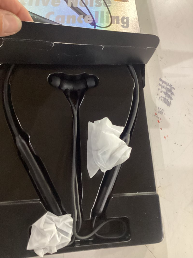 Condition photo showing New/Like New for rythflo active noise cancelling headphones, wireless in ear neckband blutooth headphones with 3 ai mics enc, 60hrs playtime, v5.3 multipoint connection magnetic earbuds for work/travel/home/office black