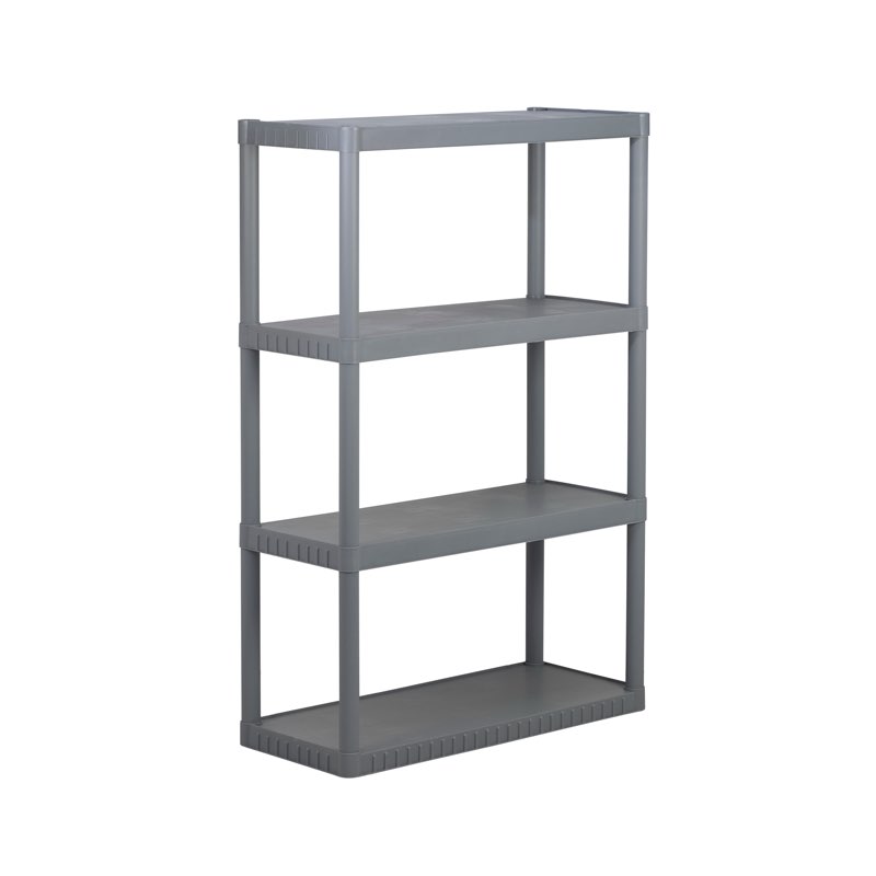  ( incomplete ) blue hawk 52.62-in h x 34.75-in w x 14.63-in d 4-tier plastic freestanding shelving unit
