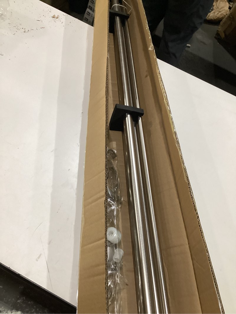Condition photo showing Good Condition for Brushed Nickel Double Curtain Rods 72 to 144 Inches (6-12 Feet),1-Inches Front and 5/8 Inches Back Adjustable End Cap Double Window Drapery Rod for Drapes and Curtains 72-144" Brushed Nickel