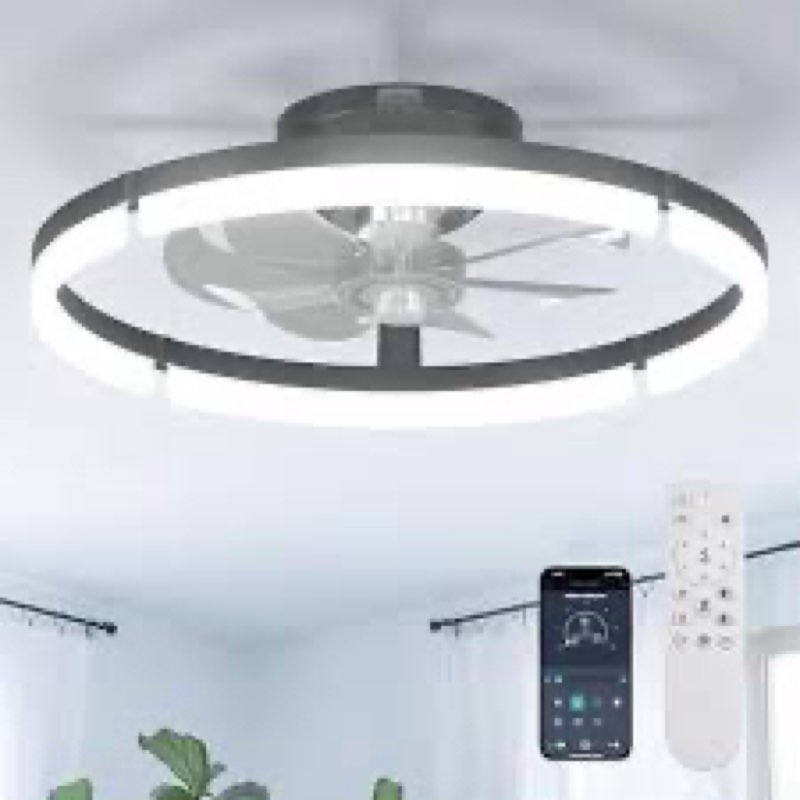 addlon Ceiling Fans with Lights and Remote, 20'' Low Profile Ceiling Fans, 3000-6000K Dimmable Moder