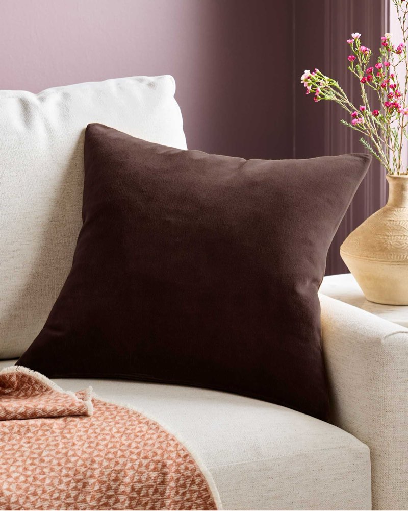 Quince Classic Cotton Velvet Pillow Cover 20”x20” Espresso