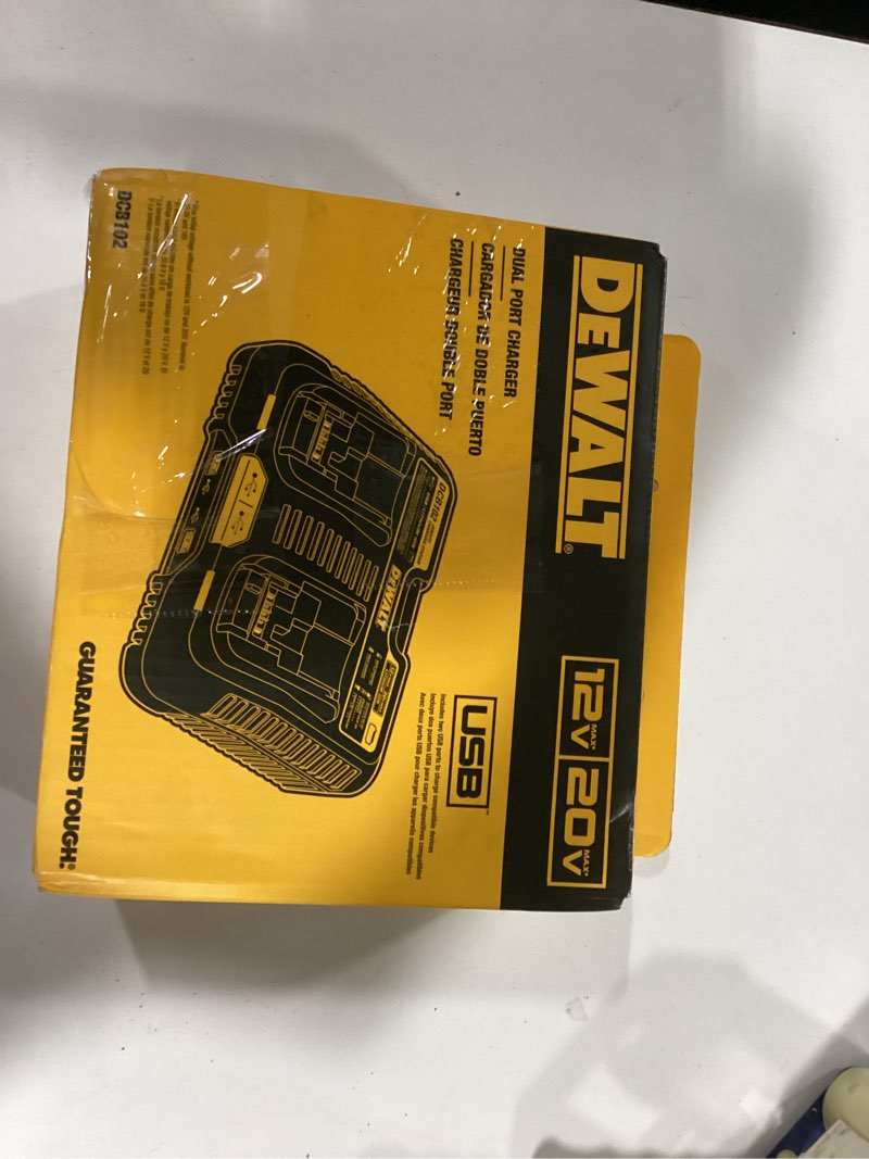 DEWALT 12/20V MAX Battery Charger, Corded, Dual Charging Station, 2-USB Ports Included (DCB102)