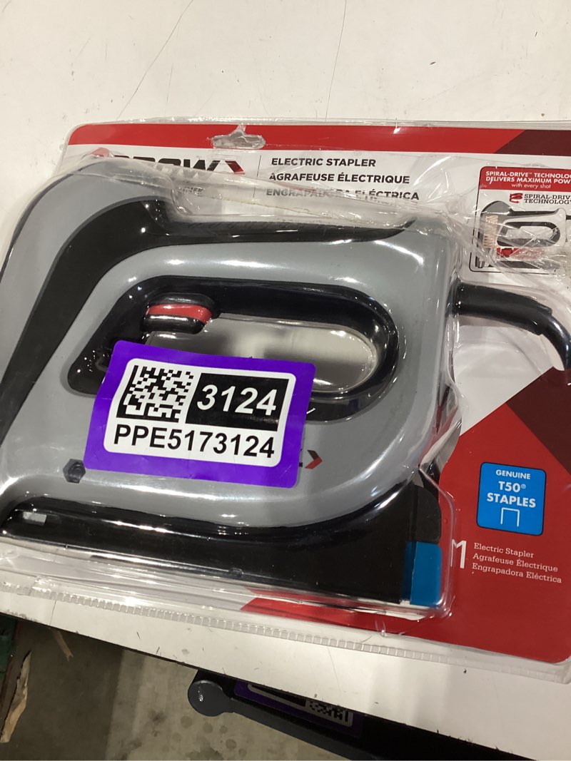 Condition photo showing New/Like New for arrow t50acd heavy duty corded electric staple gun for upholstery, furniture, office, decorating, fits 1/4", 5/16”, 3/8", or 1/2" staples multi