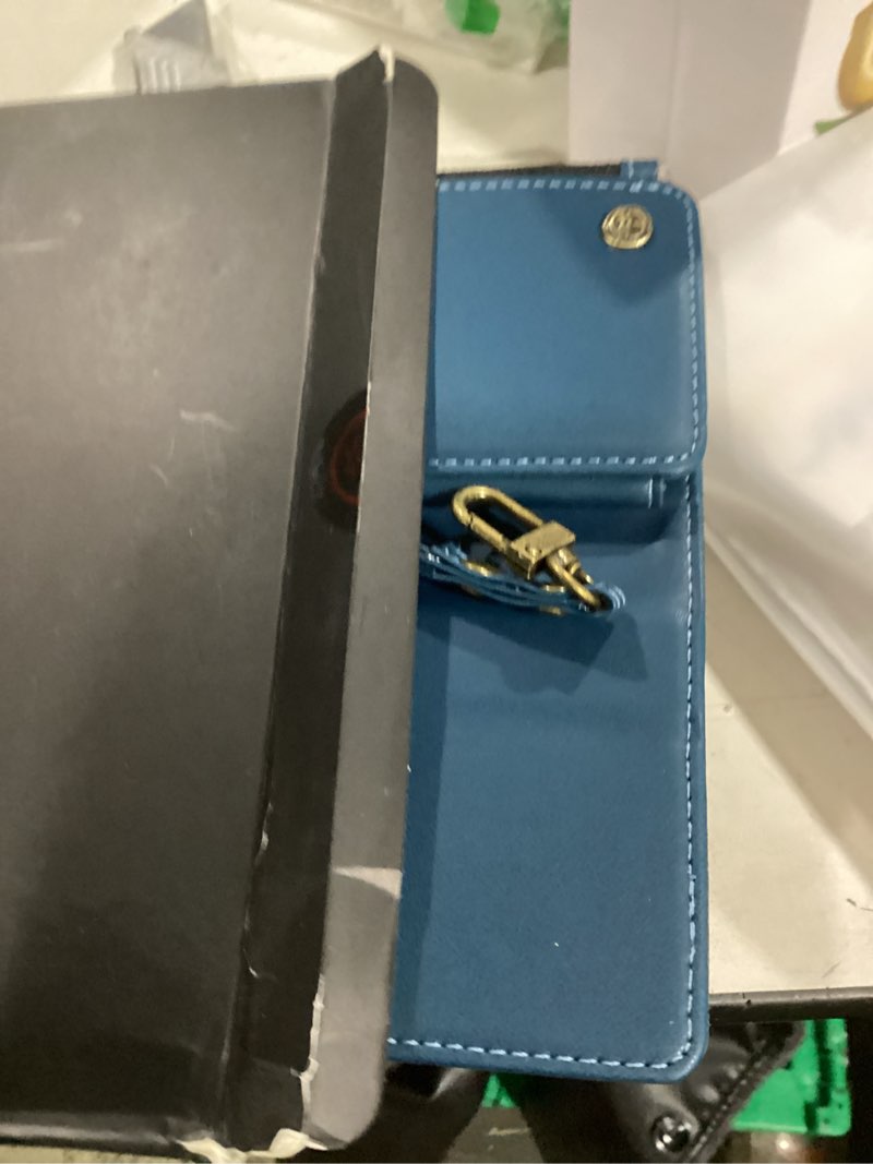 Condition photo showing Good Condition for Defencase Compatible with iPhone 13 Pro Case Wallet with RFID Blocking Card Holder for Women Men, PU Leather Magnetic Snap Flip Zipper Strap Wallet Phone Case Fit for iPhone 13 Pro 6.1", Dark Blue iPhone 13 Pro - 6.1" Dark Blue