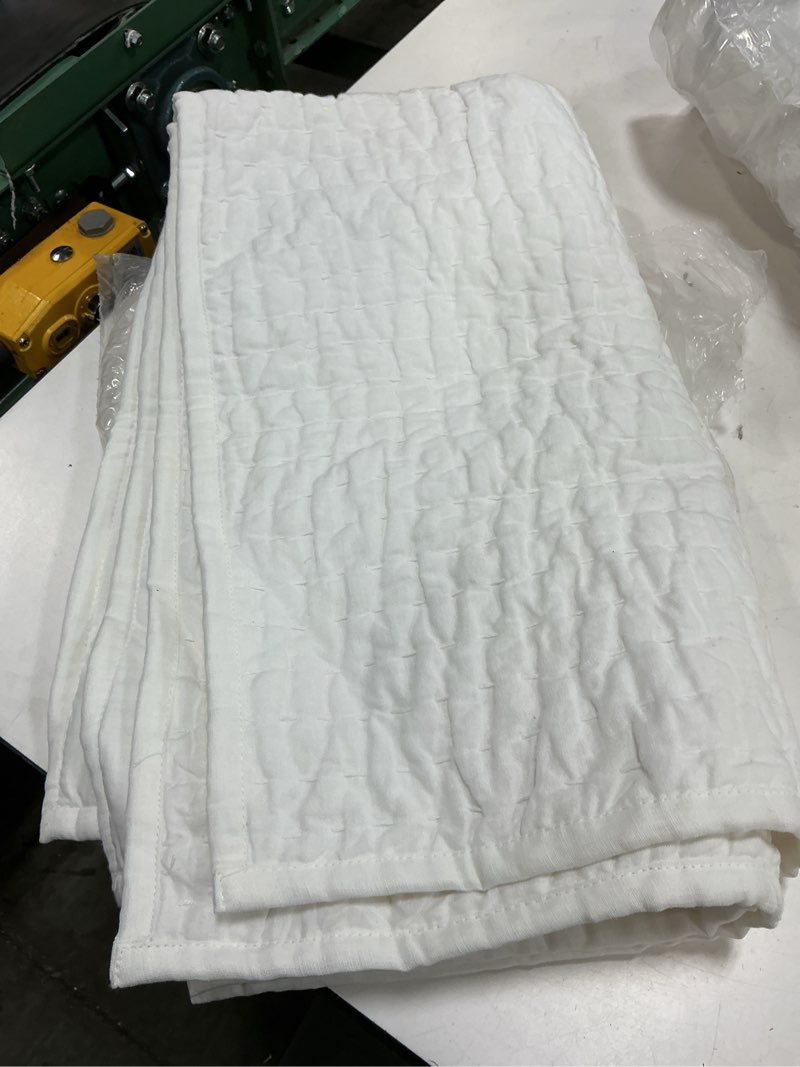Condition photo showing Good Condition for european linen cotton stitch sham set, king, white