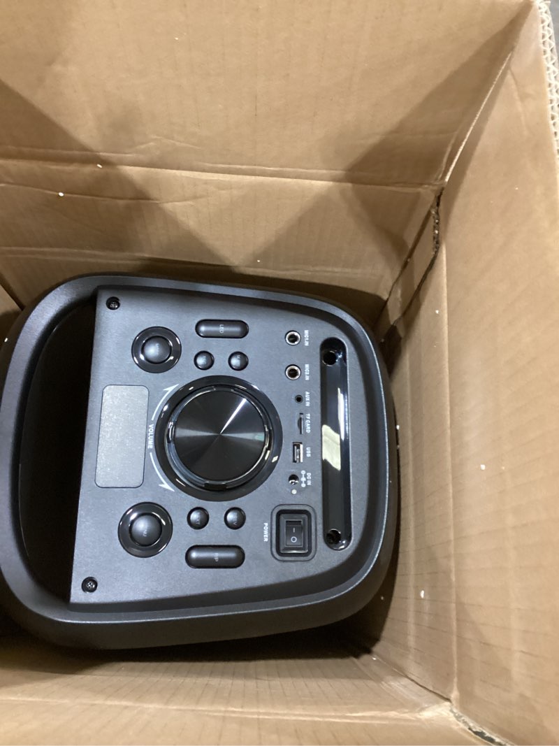 Condition photo showing Good Condition for JYX Karaoke Machine, Big Bluetooth Party Speaker with LED Disco Light, Support TWS/USB/AUX/TF Card Input, Perfect for Outdoor Home Party Stage Subwoofers No Rollers--No Mic