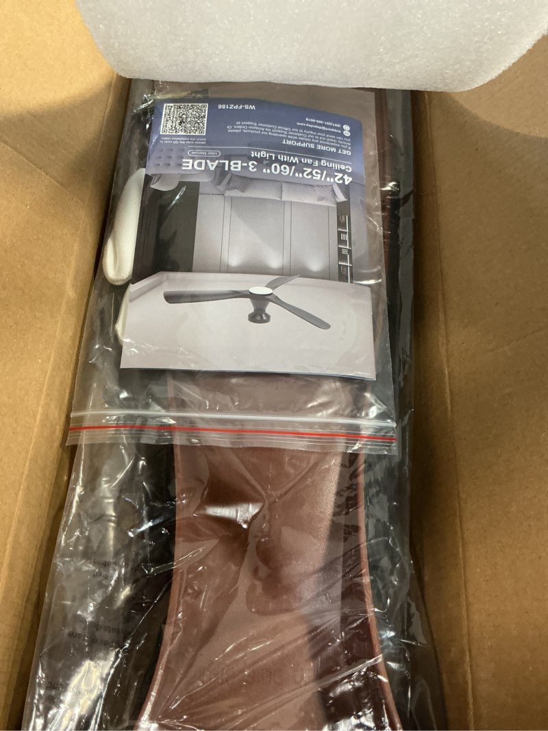 Condition photo showing Good Condition for depuley 52-inch ceiling fans with lights: walnut 3 blade flush mount low profile ceiling fan for bedroom - dimmable indoor outdoor fan with remote app control ultra quiet dc motor timer walnut 52 inch