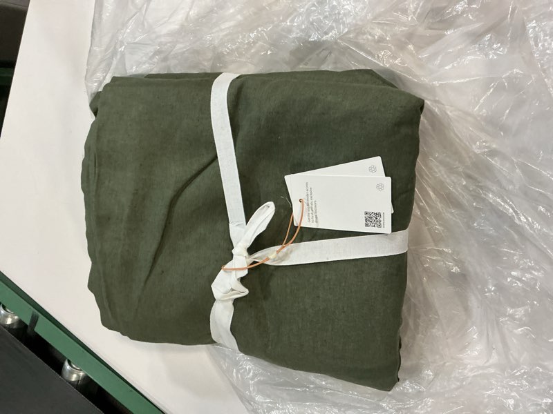 Condition photo showing Good Condition for ( 1panel) quince european linen room darkening curtain - single panel 48x120 colo hunter green