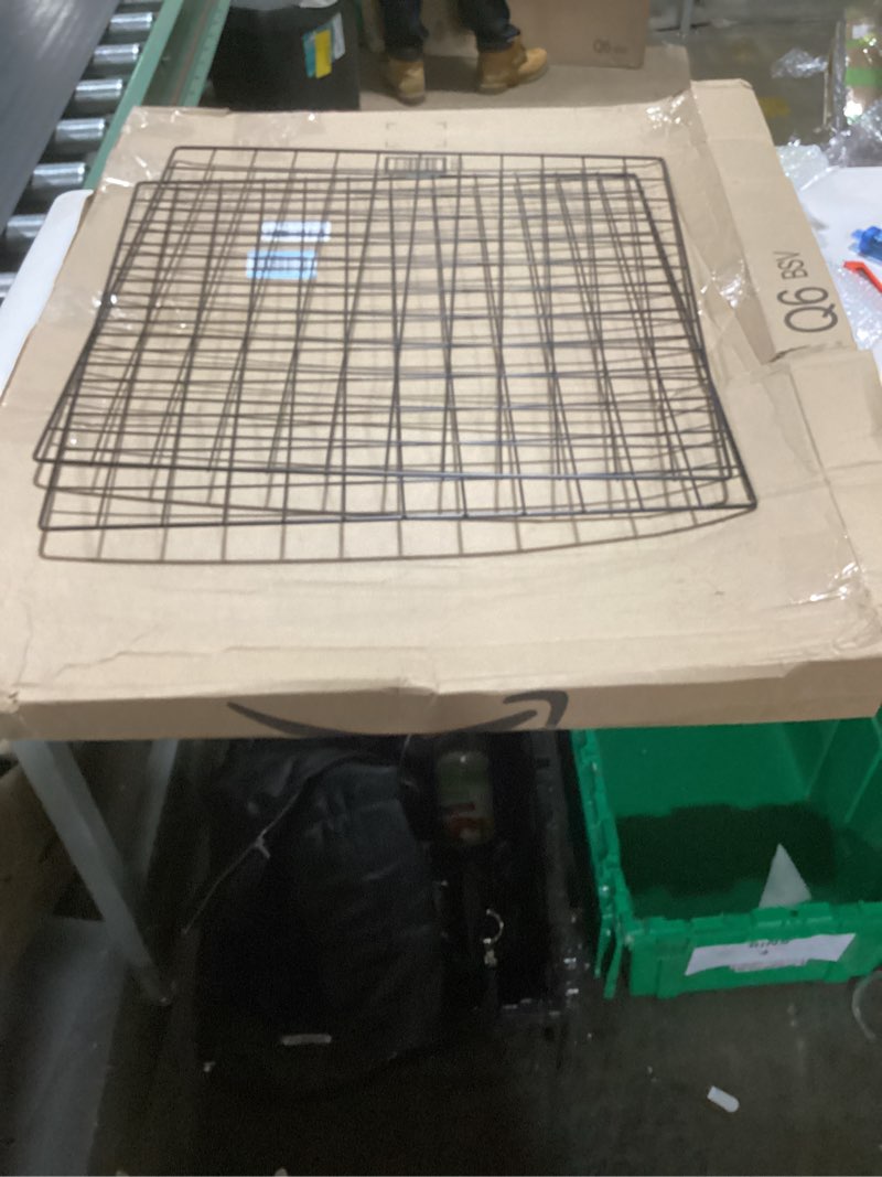 Condition photo showing New/Like New for Kaforise Painted Wire Wall Grid Panel, Multifunction Photo Hanging Display and Wall Storage Organizer, Pack of 2, Size:23.6"x 23.6", Square Black