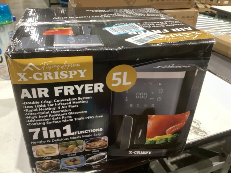 Condition photo showing As Is for APSARAS USA Air Fryer Glass, 5.2QT Convection Oven Glass Air Fryer Non Toxic, Transparent Fry Bowl | Cook Shrimp, Steak, Fries, Wings, Chicken & More | Precise Temperature Control & Time Black