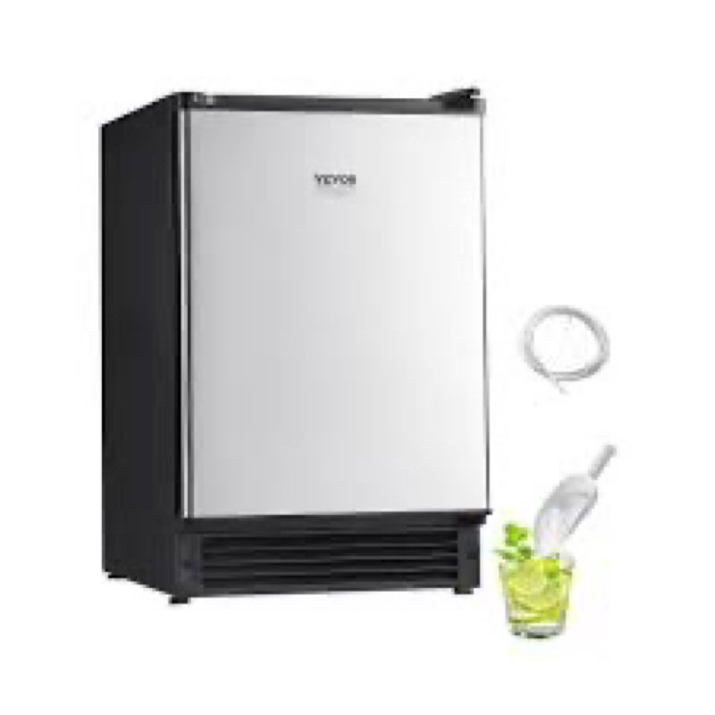 VEVOR Under Counter Ice Maker Machine, Crescent Ice, 15 Lbs/Day Stainless Steel Built in Ice Maker w