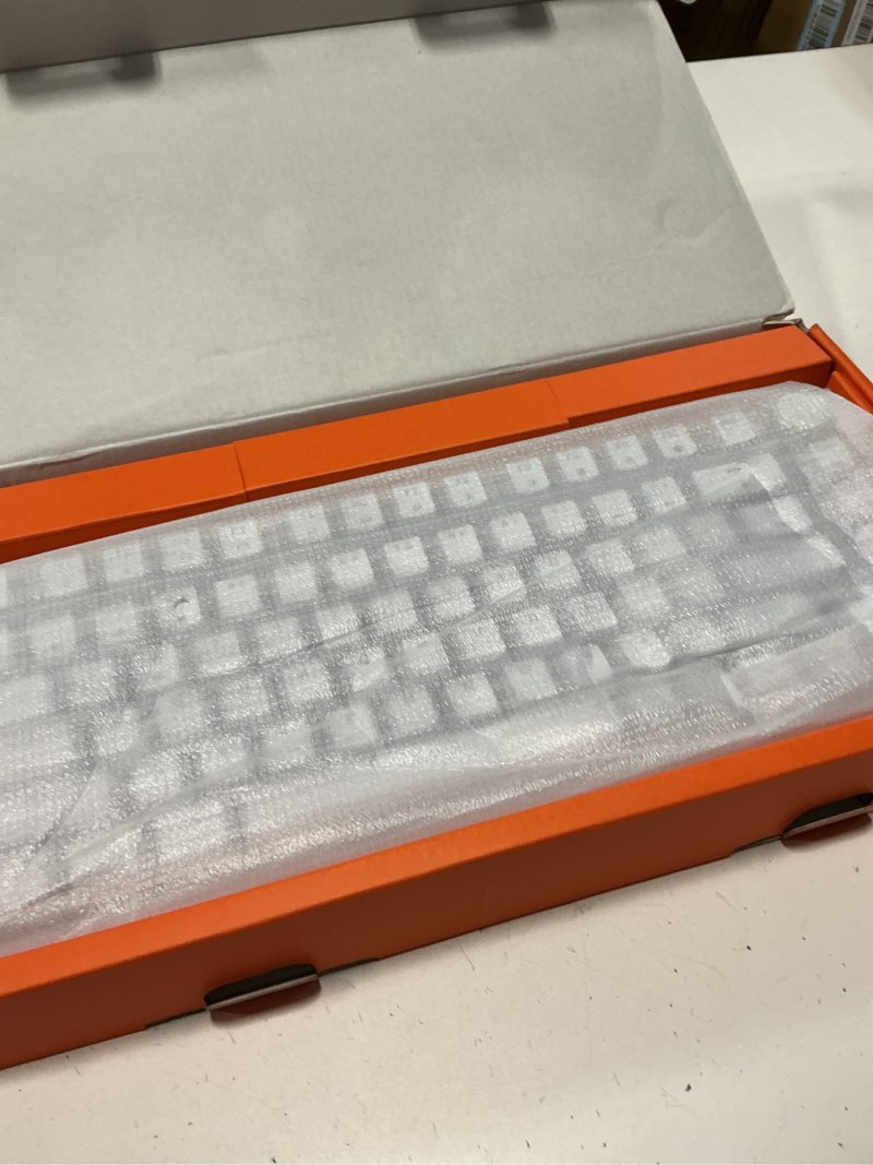 Condition photo showing New/Like New for newmen gm326 75% percent mechanical keyboard,wired mini backlit hot swappable gaming mechanical keyboard with knob,82 keys anti-ghosting compact white gaming keyboards for pc win mac,red switch