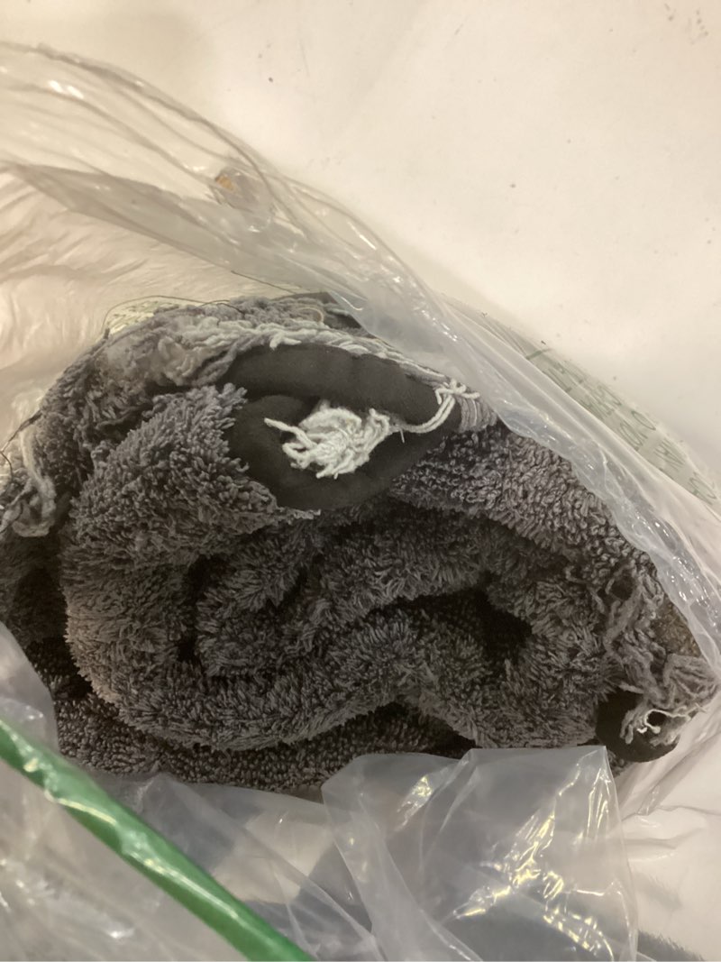 Condition photo showing As Is for the rag company gauntlet car drying towel - 70/30 korean microfiber, dries faster without scratching, 900gsm, 15x24 inches, ice grey/grey, 2-pack 15in x 24in