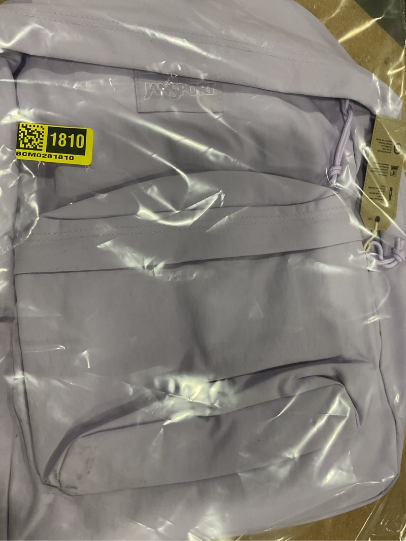 Condition photo showing New/Like New for jansport main campus fx backpack - travel, or work bookbag w 15-inch laptop pack with leather trims, pastel lilac