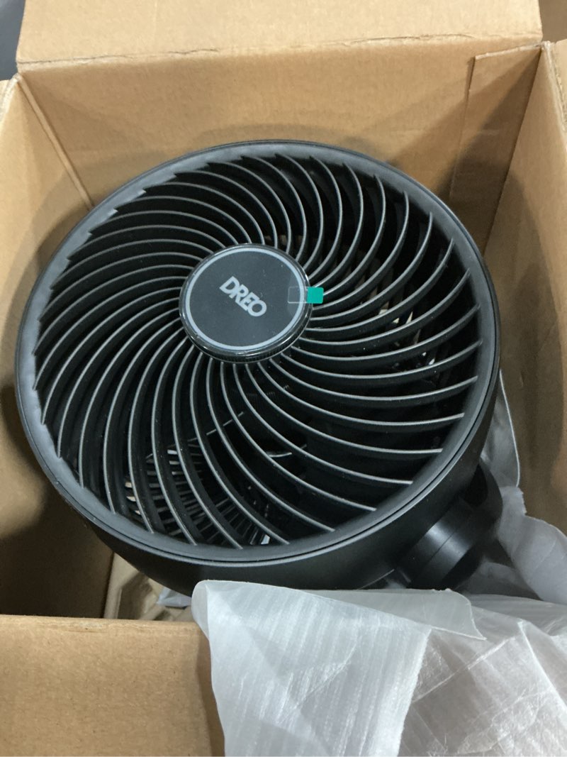 Condition photo showing Good Condition for dreo 7-inch portable oscillating table fan, 70ft of powerful airflow, 120-degree manual tilt, 3-speeds, black
