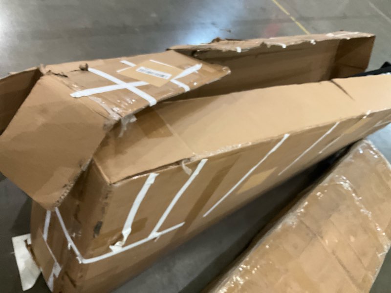 Condition photo showing As Is for GarveeHome California King Size Platform Bed Frame with 50.2" Tall Headboard, Velvet Upholstered Bed with Vertical Channel Tufted Headboard & Footboard, Nailhead Trim, No Box Spring Needed, Black Black California King