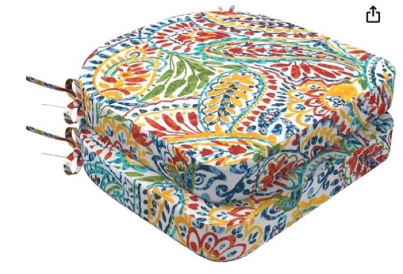 DYTXIII Outdoor Chair Cushions Set of 2, 19"x19"x2.5" Water Repellent & Fade Resistant Patio Dining 