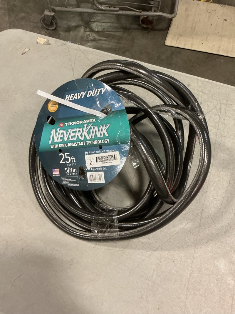Condition photo showing New/Like New for neverkink teknor apex 5/8-in x 25-ft heavy-duty kink free vinyl gray coiled hose
