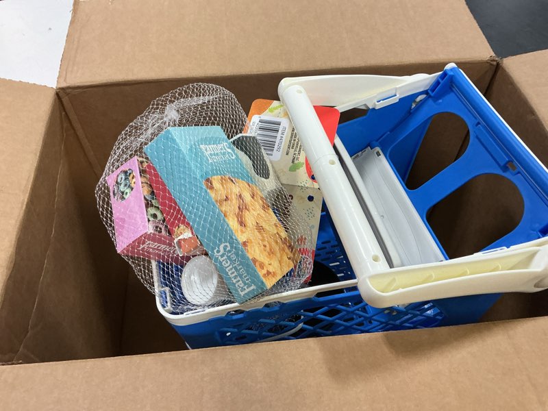 Condition photo showing Good Condition for Let's Go Shopping Pretend Scan & Sort Shopping Cart, Sturdy Plastic, Includes Pretend Food, Blue Shopping Cart for Kids Age 2+