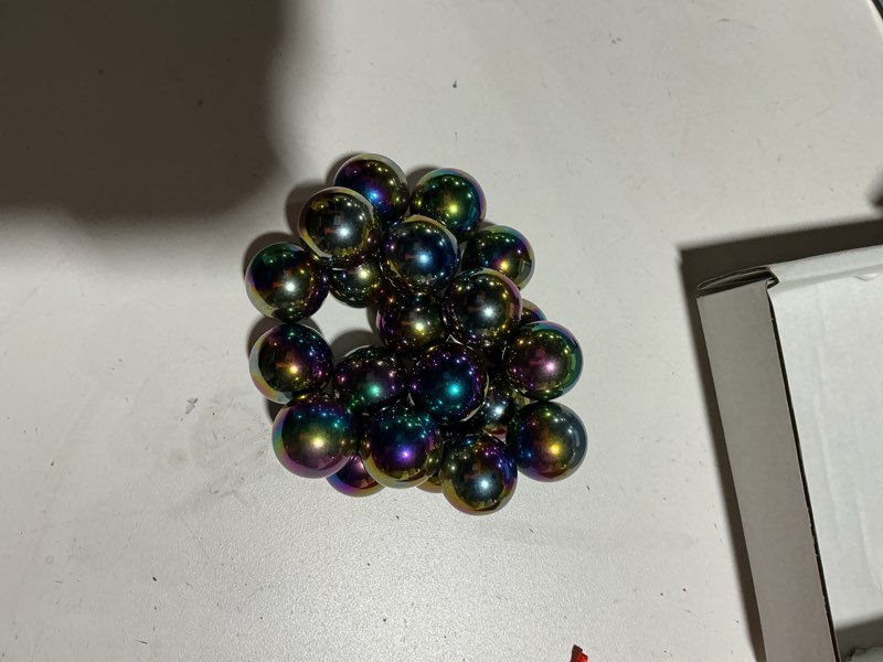 Condition photo showing Good Condition for 21Pcs Magnet Rainbow Ball Fidget Toy, DIY Hematite Stones Toys for Adults, Science Kit for Anxiety Relief, Magnetic Rattle Snake Birthday Easter Gift Egg Filler Stuffer Party Favors 21pcs Rainbow 20mm