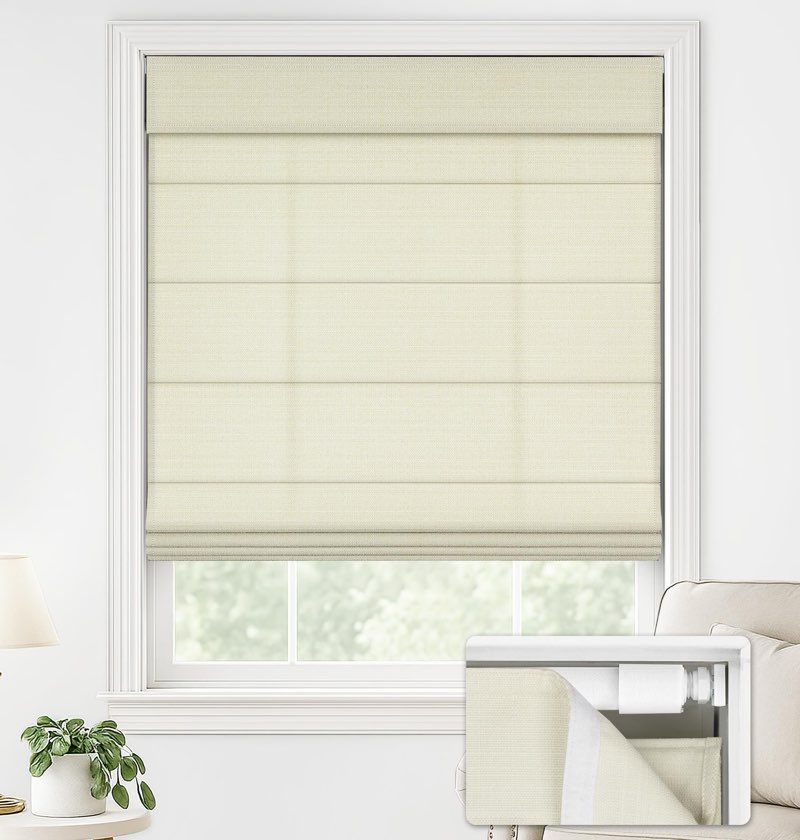 LazBlinds No Drill Roman Shades for Windows, Cordless Light Filtering Window Shades with UV Protecti