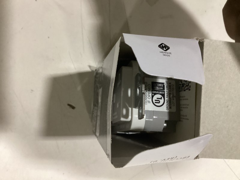 Condition photo showing As Is for Eaton 20 -Amp 125-volt GFCI Residential Decorator Outlet Receptacles , White