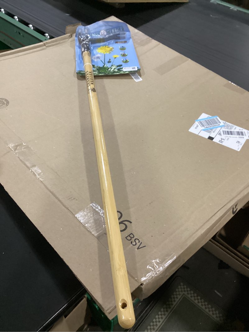Condition photo showing New/Like New for grampa's weeder - the original stand up weed puller tool with long handle - made with real bamboo & 4-claw steel head design - easily remove weeds without bending, pulling, or kneeling.