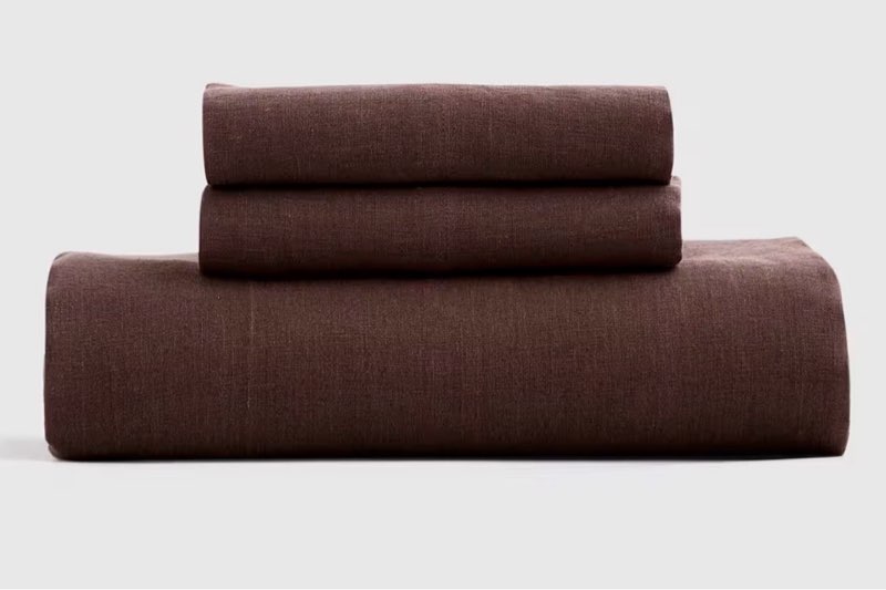 Quince European Linen Sheet Set Espresso King Size