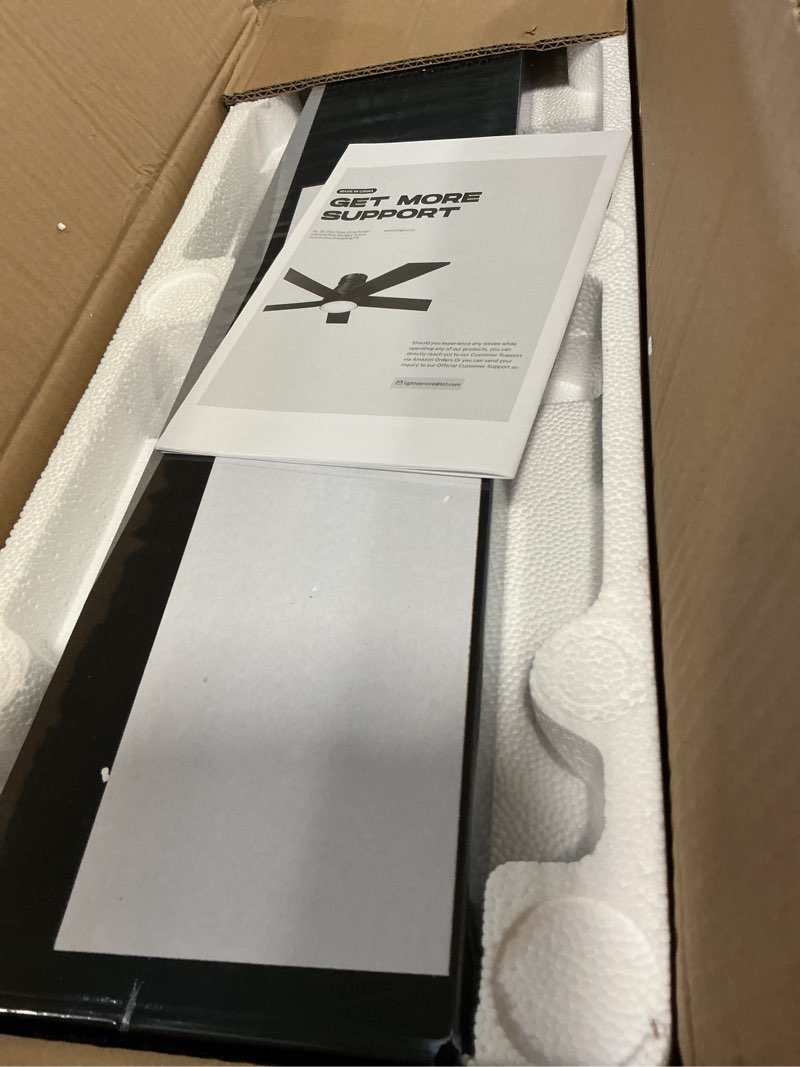 Condition photo showing New/Like New for TCL 52" Ceiling Fan with Lights, Black Flush Mount Ceiling Fans with Remote Control, 6 Speeds DC Reversible, Dimmable, Noiseless, Low Profile Ceiling Fans for Bedroom