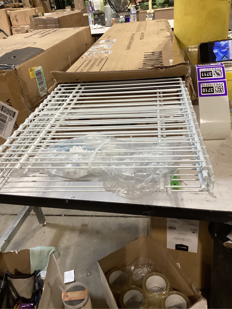 Condition photo showing Good Condition for proworx closet shelves wall mounted, 4 pack 4 ft x 12 in white wire shelving kit, metal wall shelf organizer for home, pantry, laundry room storage 4 ft x 12 in-4 pack