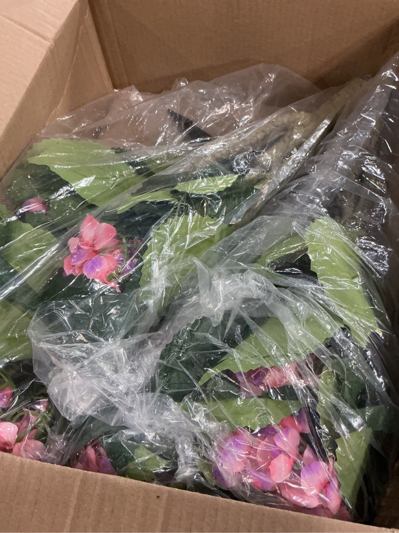 Condition photo showing As Is for daifunli 2 pack artificial hydrangea tree 3 ft faux hydrangea flower uv resistant realistic floral blooming bush for indoor outdoor wedding front door porch garden backyard (pink)