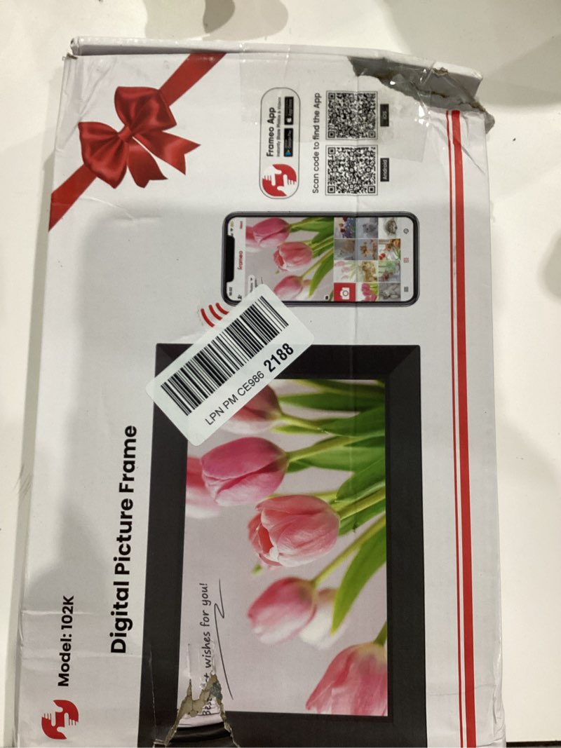 Condition photo showing Good Condition for Frameo 10.1 Inch WiFi Digital Picture Frame, Smart Cloud Electronic Photo Frame with HD IPS Touch Screen Slideshow 32GB Memory Auto-Rotate Wall Mount, Share Photos/Videos from Phone by Frameo App 10.1 inch Black