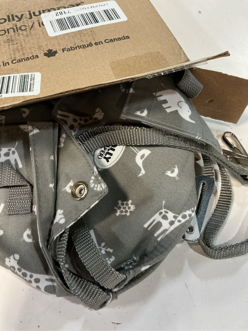 Condition photo showing As Is for jolly jumper *iconic* - new grey safari saddle - the original baby exerciser. trusted by parents and loved by babies for over 75 years