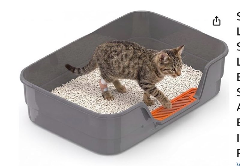 suhaco low entry litter box for senior cats extra large cat litter box with high sides for kitten, anti splashing & easy to clean for indoor cats litter pan (gray)