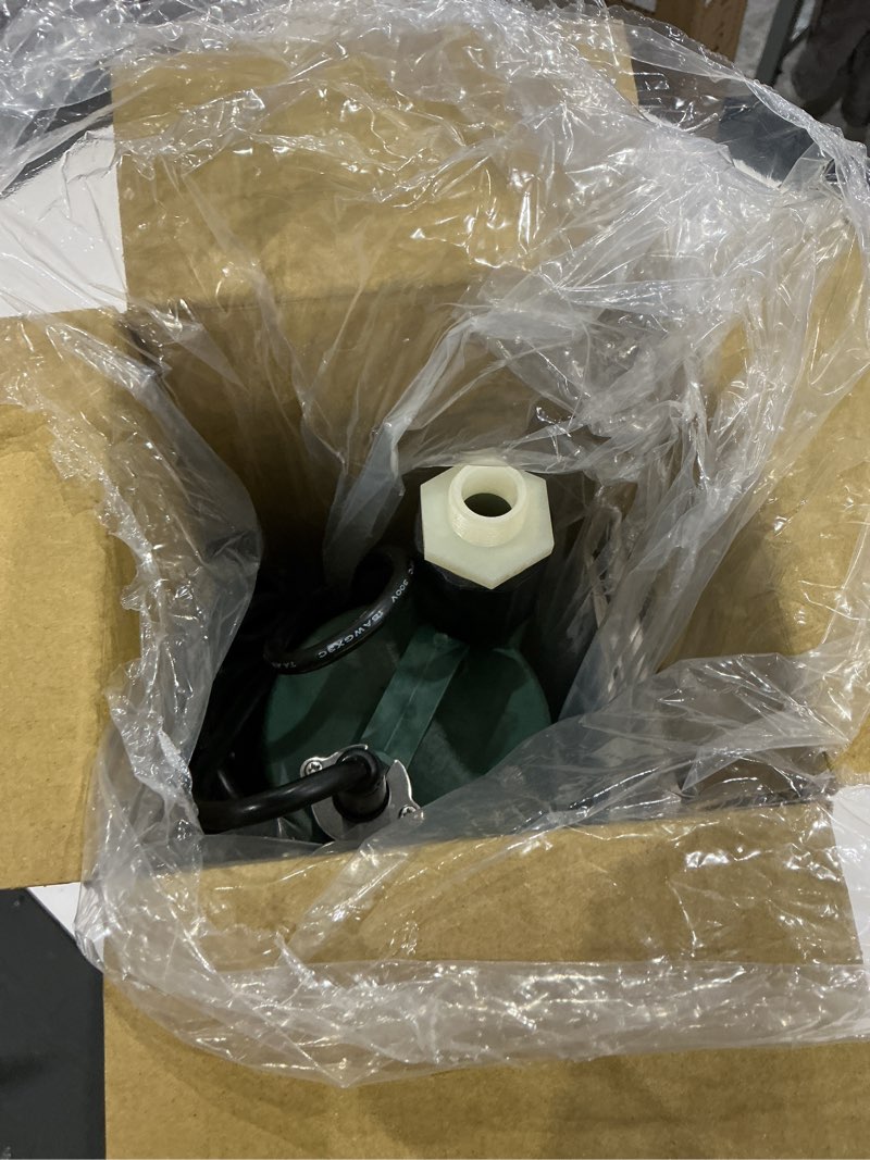 Condition photo showing Good Condition for zoeller 1/3 hp 2100 gph thermoplastic electronic switch bottom ac submersible utility pump