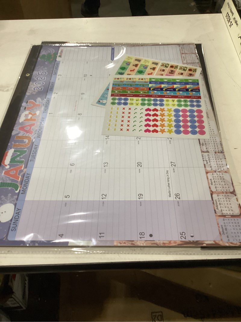 Condition photo showing New/Like New for Desk Calendar 2026, Anti Ink Bleed, Ample Space, Extra Large Calendar 2026 with Stickers, 22" x 17" Seasonal Desktop Calendar for Home, Office, Teacher Supplies- Colorful 22''x 17'' Colorful