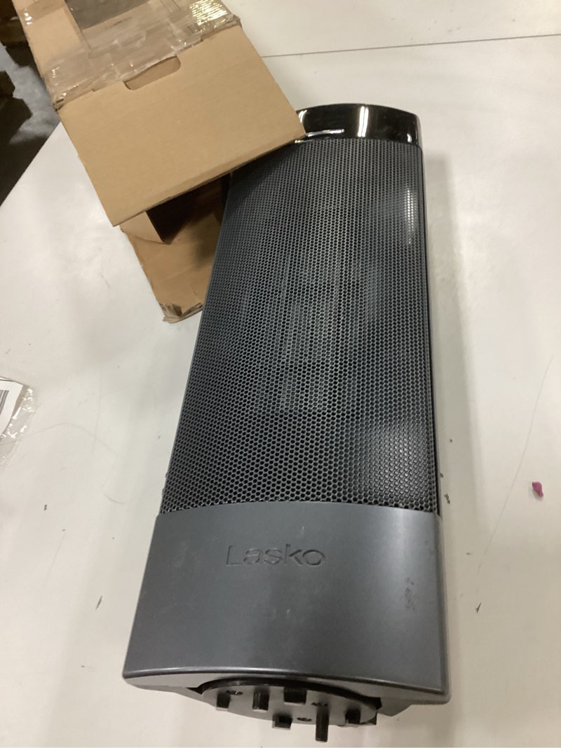 Condition photo showing As Is for Lasko Ellipse Ceramic Tower Heater for Home with Tipover Switch, Child Lock, Digital Display, Thermostat, Wide Oscillation, Remote, Timer, For Bedroom, Office, Living Room, Den, 1500W, Black, CT18950