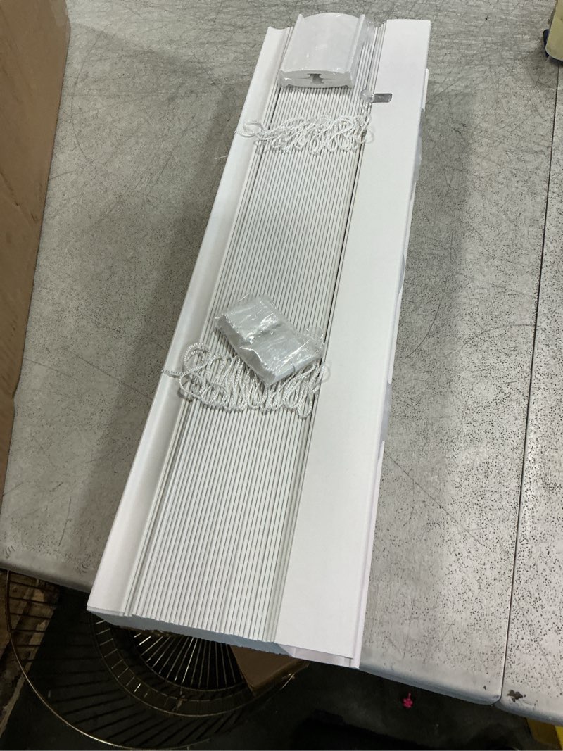 Condition photo showing Good Condition for arlo blinds faux wood blinds with crown valance - 22\" w x 60\" h, white cordless 2 inch horizontal blinds - for bedroom, bathroom, living room, glass door interior windows
