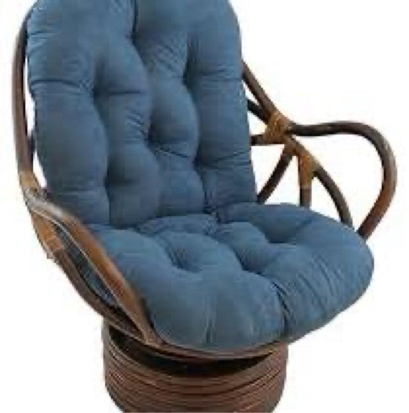 blazing needles solid twill swivel rocker chair cushion, 48\" x 24\", indigo