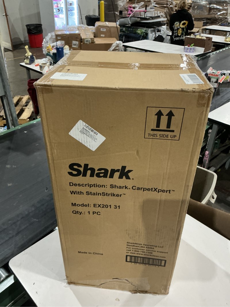 Condition photo showing New/Like New for shark carpetxpert | upright carpet, area rug & upholstery cleaner | carpet shampooer with stainstriker handheld tough stain eliminator | removes tough stains & odors | 3 cleaning tools | white | ex201