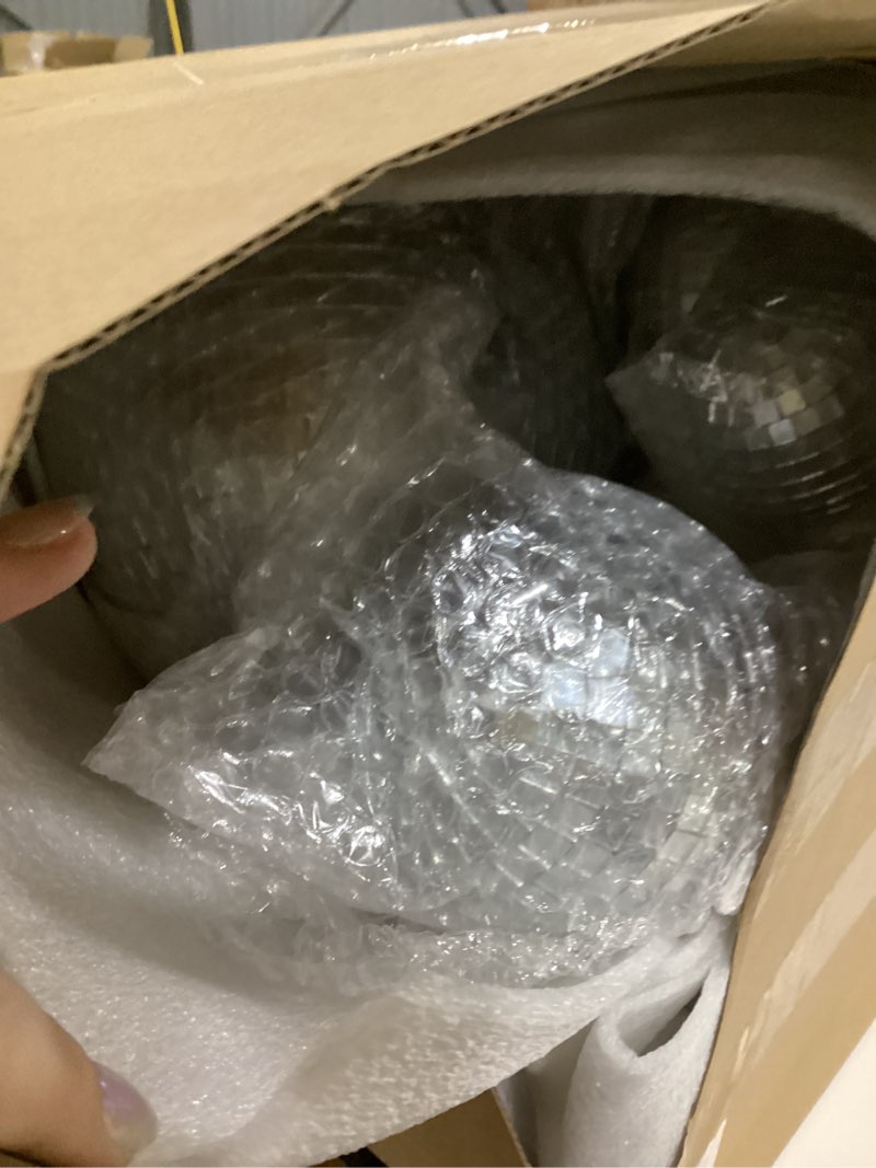 Condition photo showing Good Condition for 17 Pcs Disco Ball Decorations Assorted Size Disco Ball Ornaments, Mini Large Hanging Party Favors for Christmas New Year Weddings Decor Festival Stage Prop(12, 8, 6, 4, 3.2 Inch)