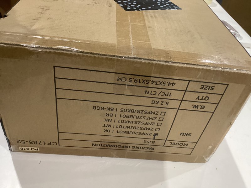 Condition photo showing item condition for ZMISHIBO 52 Inch Ceiling Fan with Light, App&Remote Control, Flush Mount Low Profile, Dimmable 20W LED Light, Quiet Reversible Motor for Bedroom, Living Room, Apartment, Black 52 Inch Black