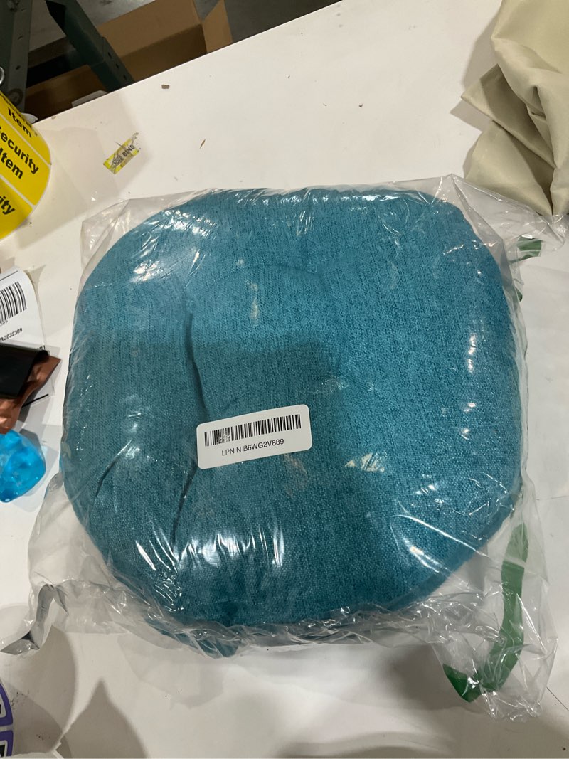 Condition photo showing Good Condition for Marsui 4 Pieces Soft Stool Covers Round Bar Stool Cushions with Elastic Band Padded Seat Covers Nonslip Round Seat Cushions for Chairs Slipcovers(12 Inch,Lake Blue) 12 Inch Lake Blue 4