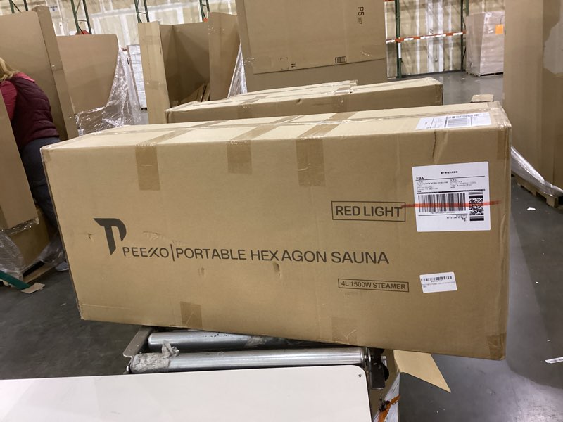Condition photo showing New/Like New for Red Light Sauna Box for Relaxation,Detoxification,Portable Steam Sauna for Home with XL Steamer,15 Levels, 73”x 36”x36”?Larger Folding Chair, Gym-Black? Red Light 4L