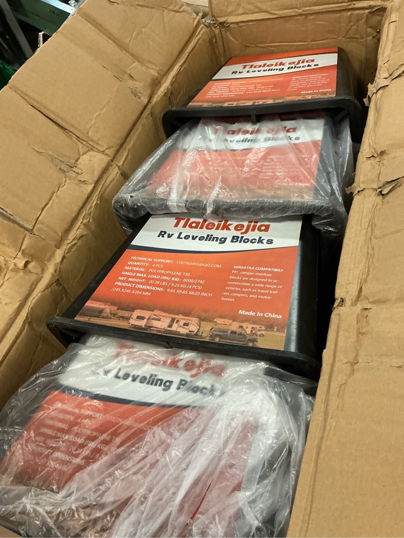 Condition photo showing Good Condition for tlaleikejia trailer jack block, rv leveling blocks, 6000 lbs capacity, set of 4, polypropylene rv camper stabilizer blocks, stackable leveling support for camper trailer